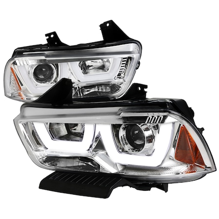 Spec-D Tuning 11-14 Dodge Charger Projector Headlights Chrome Housing With LED 2LHP-CHG11-TM